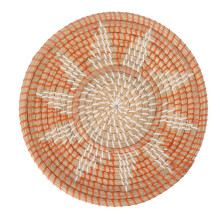 Décoration murale en panier, panier suspendu bohème tressé à la main et au design multifonctionnel, ornements muraux ronds en herbe pour le salon