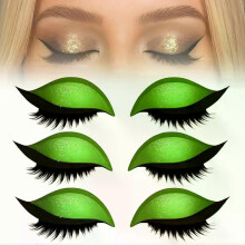 (Green) Eyelash Stickers Adjustable Quick Eye Makeup Eyeshadow Eyelash Combination Reusable False Eyelashes For Beginner