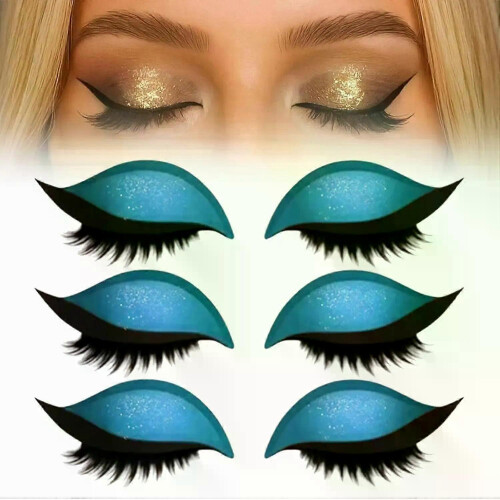 (Blue) Eyelash Stickers Adjustable Quick Eye Makeup Eyeshadow Eyelash Combination Reusable False Eyelashes For Beginner