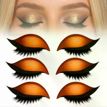 (Orange) Eyelash Stickers Adjustable Quick Eye Makeup Eyeshadow Eyelash Combination Reusable False Eyelashes For Beginner