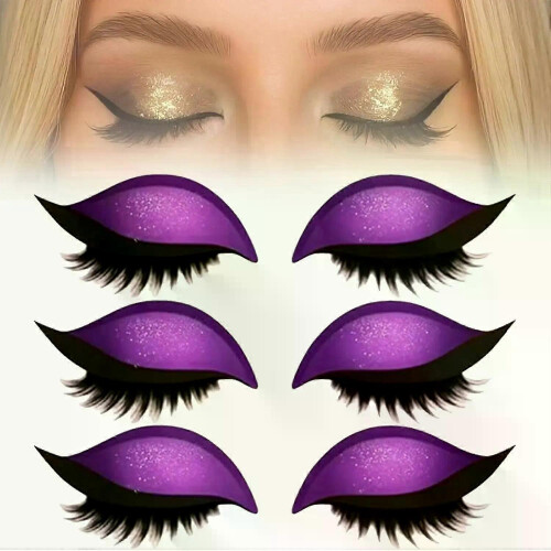 (Purple) Eyelash Stickers Adjustable Quick Eye Makeup Eyeshadow Eyelash Combination Reusable False Eyelashes For Beginner