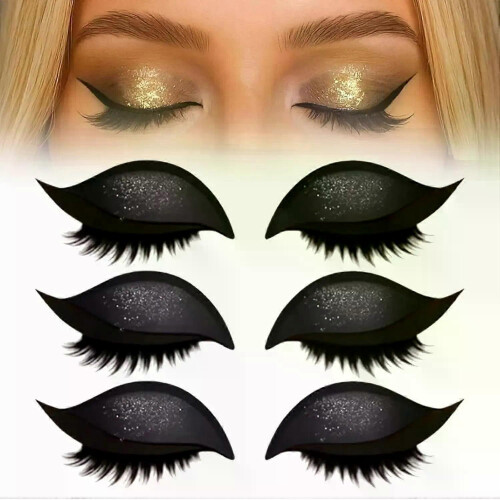 (Black) Eyelash Stickers Adjustable Quick Eye Makeup Eyeshadow Eyelash Combination Reusable False Eyelashes For Beginner