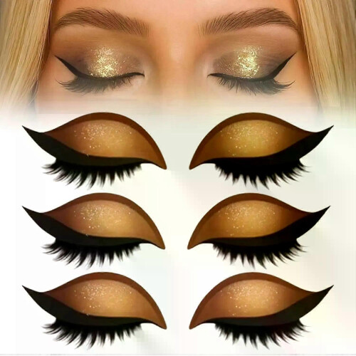 (Gold) Eyelash Stickers Adjustable Quick Eye Makeup Eyeshadow Eyelash Combination Reusable False Eyelashes For Beginner
