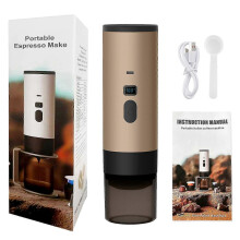 (No bracket, Glod) Portable Coffee Maker Espresso Machine 7800mAh Self-Heating Travel Coffee Maker for Camping Car RV Hiking Office
