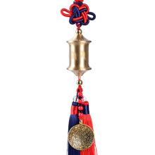 Pendentif roue de prière porte-bonheur, ornement suspendu en laiton pour décoration intérieure de voiture avec amulette bouddhiste, breloque pour