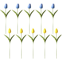 Buquê de flores artificiais ecológicas, tulipas artificiais para decoração de interiores e exteriores, duráveis e à prova d'água (10 unidades)