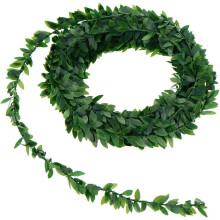 Guirnalda de hojas verdes: Decoración para fiestas de boda con aplicaciones extensas, forma ajustable con PVC de alta calidad y alambre de hierro,