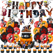 Fournitures de fête Naruto, décorations d'anniversaire comprenant des bannières colorées, des décorations de gâteau sécuritaires et des nappes