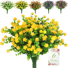 Realistiska konstgjorda blommor, UV-resistenta hållbara konstgjorda växter för utomhus- och inomhusdekor, naturtrogna i 5 blandade färger,