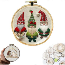 (E) Christmas Embroidery Kit, DIY Handmade Embroidery Starter Kits with Stamped Embroidery Pattern, for Adults Beginners Starter