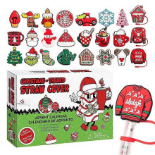 Christmas Advent Calendar 24 Days Xmas Countdown straw cover Boy Girl Toys Party Supplies Festive Kit
