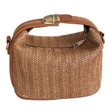 (Brown) Women Straw Cross-body Bag Small Boho Style Woven Beach Bags for Daily Use Work
