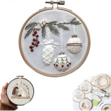 (G) Christmas Embroidery Kit, DIY Handmade Embroidery Starter Kits with Stamped Embroidery Pattern, for Adults Beginners Starter