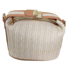 (Beige) Women Straw Cross-body Bag Small Boho Style Woven Beach Bags for Daily Use Work