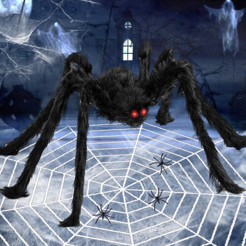 Halloween spider web decoration with large spider 12 ft 1