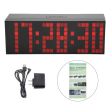 Horloge numérique murale avec réglage de la luminosité et port de chargement USB, idéale pour l'entraînement et le bureau.