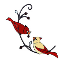 Oiseaux en vitrail exquis, transmission de la lumière double face pour décorations de fenêtres intérieures et extérieures, faciles à accrocher