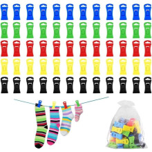 60 pinces à chaussettes pour lave-linge et sèche-linge, 5 couleurs, diamètre 10 mm, poids 100 g, idéales pour les chaussettes épaisses et le