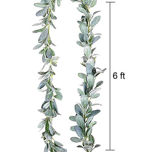 Artificial Lambs Ear Garland Flocked Green 2 Pack 1
