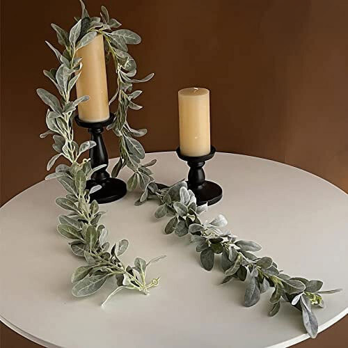 Artificial Lambs Ear Garland Flocked Green 2 Pack 2