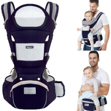 Porte-bébé 6 en 1 avec assise sur la hanche pour bébés de 0 à 36 mois : ergonomique, respirant, doux et confortable.