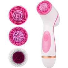 Brosse nettoyante visage électrique 3 en 1 rechargeable en silicone rose pour un nettoyage en profondeur et l'élimination des impuretés