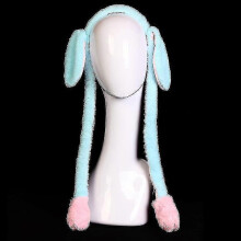 (Blue) Cute Rabbit Ear Hat Headband For Kids Adult Movable Bunny Ears Plush Toy Lugs Hair Hoop Party Photo Props Adult Gift Headwear