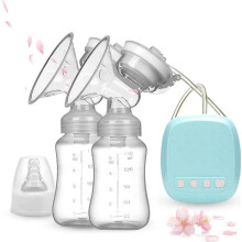 Tire-lait électrique double, rechargeable, avec 2 modes et 9 niveaux, bleu, portable et silencieux.
