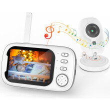 Babyphone vidéo sans fil TFT LCD 3,5 pouces avec caméra, blanc