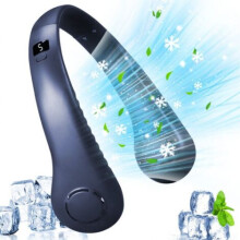 Ventilateur portable sans pales, batterie 3000 mAh, affichage numérique, 5 vitesses réglables, silencieux (moins de 36 dB), rechargeable par