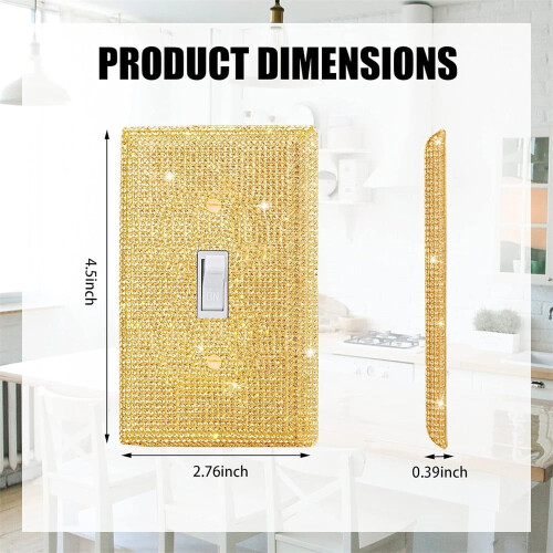 Rhinestone Light Switch Cover Bling Gold Single Gang 1