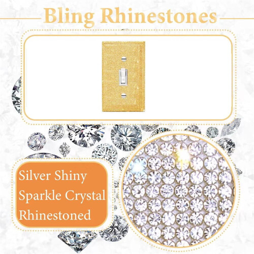 Rhinestone Light Switch Cover Bling Gold Single Gang 2