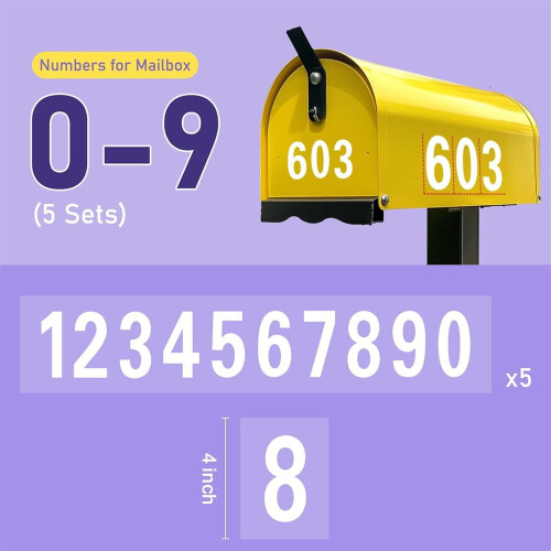 Tutuviw reflective mailbox numbers 4 inch 5 sets 1