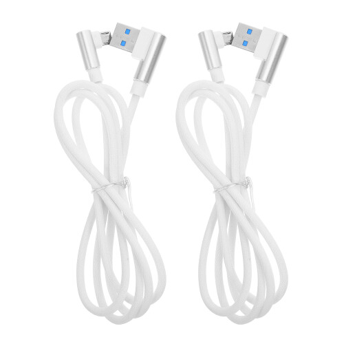 2St Rechte Micro USB Kabel Wit, Gevlochten, Snelle Data Transfer
