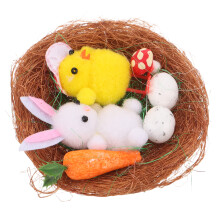 3Decoratieve Paasnestjes Met Nep Kuikens En Paastafel Decoratie