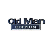 (White) Old Man Edition Car Emblem 3D Metal Sticker BadgeFunny Edition Nameplate Decal