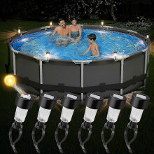 Solar Pool Lights for Framed Above Ground Pools, 6 Pack Waterproof Swimming Pool Accessories Lights, Outdoor Pool Decoration Night Light