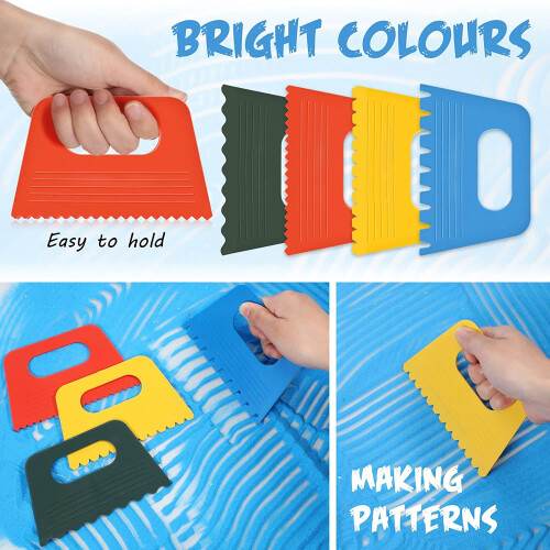 Plastic DIY Paint Scraper Art Kit 4 Pieces 2