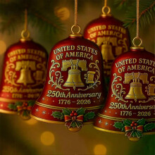 Christmas Bell Ornament Metal Patriotic Bells Pendant for Tree Holiday Atmosphere Props Christmas Ornament for Outdoor Parties