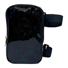 (Black) Holographic Thigh Bag - Phone Holder Bag for Women, Men - Iridescent Ankle Pouch - Reflective Festival Party Carnival Rave Bag