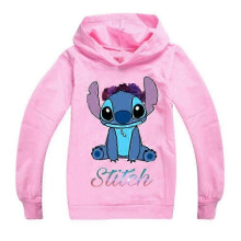 (7-8 Years, Pink) Kids Boys Girls Cute Stitch Print Sleeve Hoodie Pulr Tops Casual Hooded Sweatshirt