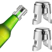 2Pcs Champagne Stoppers, Champagne Bottle Stopper with Stainless Steel Clips, Airtight Vacuum Seal for Sparkling Wine, Beer, and Prosecco Stopper