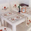 Table Runner Contemporary Floral Embroidery Rusty Red 5