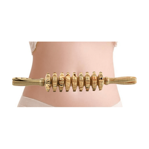 Wooden Abdomen Massage Roller 9-Wheel 1