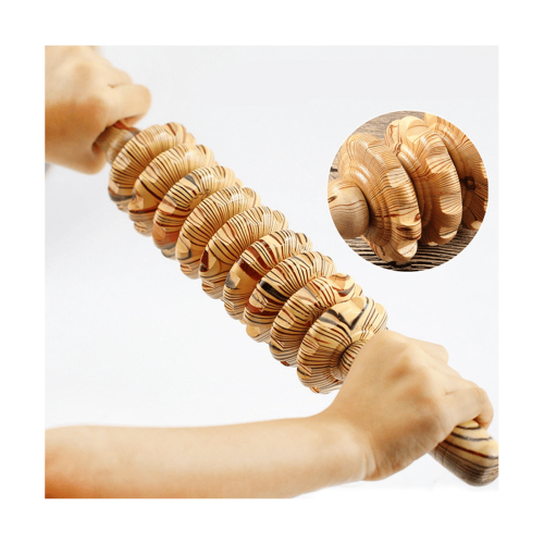 Wooden Abdomen Massage Roller 9-Wheel 2