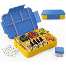 Lunchbox für Kinder, 1300 ml BPA-freie Bento-Box mit 5 Fächern