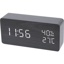LED-Wecker aus Holz mit Dimmer, 3 Weckzeiten, Temperatur- und Feuchtigkeitsanzeige, USB-betriebener Tischwecker für Schlafzimmer und Wohnzim