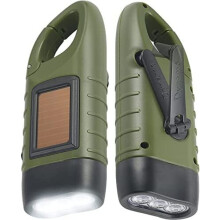 2-in-1-Handkurbel-LED-Solartaschenlampe, 2er-Pack tragbare grüne Karabiner-Taschenlampe für Camping, Klettern und Wandern