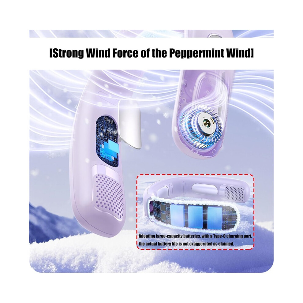 Bladeless Semiconductor Neck Fan Usb Rechargeable Personal Cooling Fan White 8583881219935