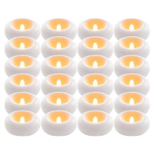 Pacote com 24 Velas Flutuantes LED Sem Chama de 6mm, Tealights À Prova D'Água Operados Por Bateria de Plástico